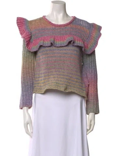 Pre-owned Loveshackfancy Merino Wool Striped Sweater In Pink
