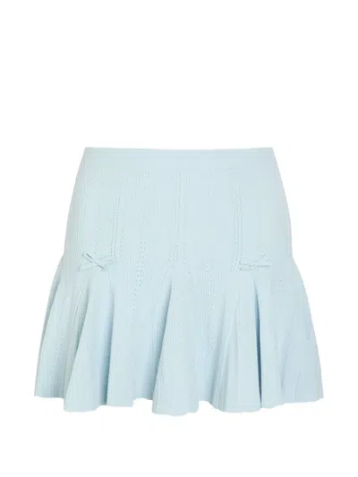 Loveshackfancy Meryl Bow-detail Mini Skirt In Blue