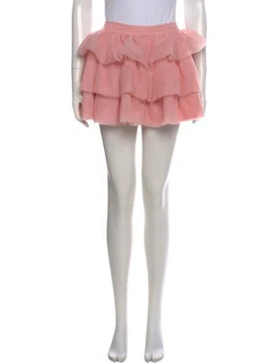 Pre-owned Loveshackfancy Mesh Accents Mini Skirt In Pink