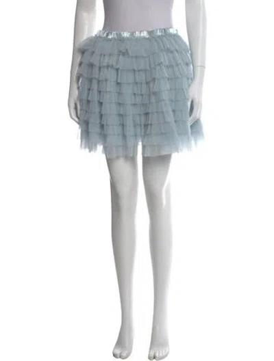 Pre-owned Loveshackfancy Mesh Accents Mini Skirt W/ Tags In Blue