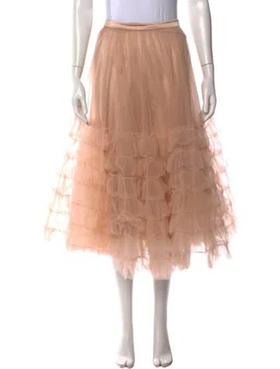 Pre-owned Loveshackfancy Mesh Midi Length Skirt In Neutral