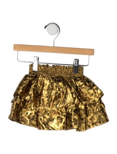 Pre-owned Loveshackfancy Babies' Metallic Skirt In Gold
