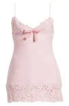 Loveshackfancy Meva Lace Trim Sleeveless Minidress In Strawberry Spritz