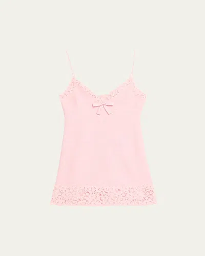 LOVESHACKFANCY MEVA LACE-TRIM TWEED MINI DRESS
