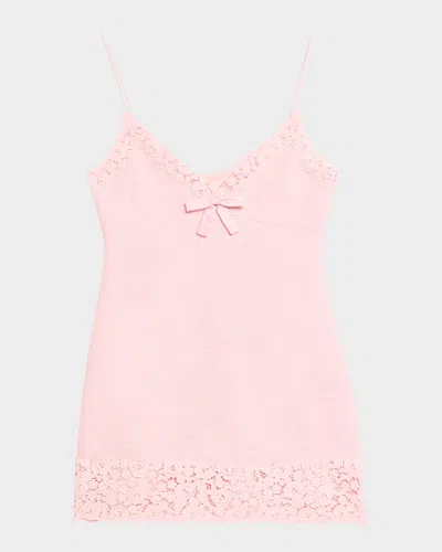 LOVESHACKFANCY MEVA LACE-TRIM TWEED MINI DRESS
