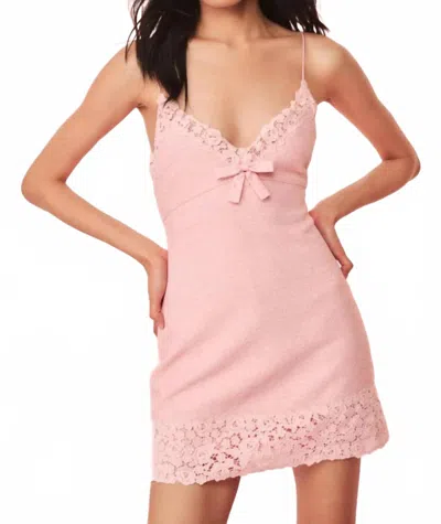 Loveshackfancy Meva Tweed Lace-trimmed Mini Dress In Strawberry Spritz