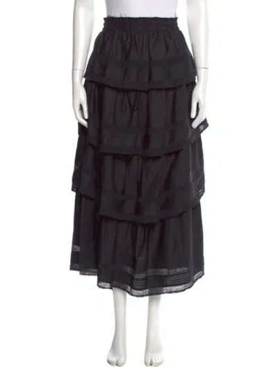 Pre-owned Loveshackfancy Midi Length Skirt In Black