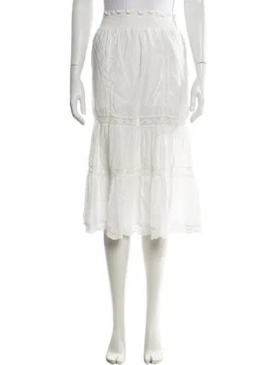 Pre-owned Loveshackfancy Midi Length Skirt In White