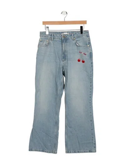 Pre-owned Loveshackfancy Mid-rise Flared Jeans In Blue