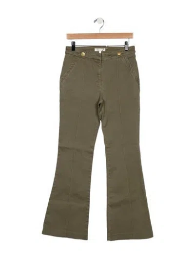Pre-owned Loveshackfancy Mid-rise Flared Jeans In Green