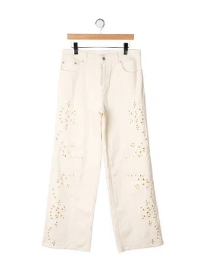 Pre-owned Loveshackfancy Mid-rise Straight Leg Jeans In Neutrals