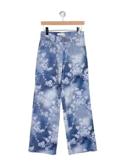 Pre-owned Loveshackfancy Mid-rise Wide Leg Jeans In Blue