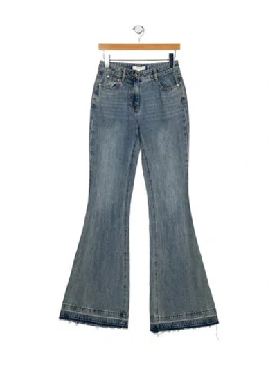 Pre-owned Loveshackfancy Mid-rise Wide Leg Jeans In Blue