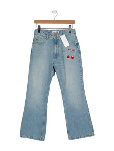 Pre-owned Loveshackfancy Mid-rise Wide Leg Jeans In Blue