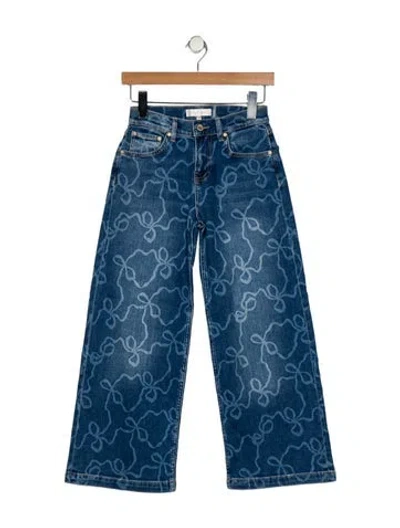 Pre-owned Loveshackfancy Mid-rise Wide Leg Jeans In Blue