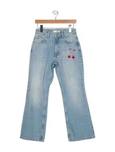 Pre-owned Loveshackfancy Mid-rise Wide Leg Jeans In Blue