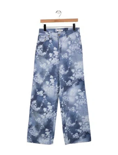 Pre-owned Loveshackfancy Mid-rise Wide Leg Jeans In Blue