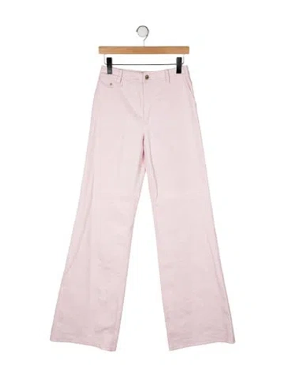 Pre-owned Loveshackfancy Mid-rise Wide Leg Jeans In Pink