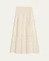 Loveshackfancy Miloti Embroidered Midi Skirt In Optic White