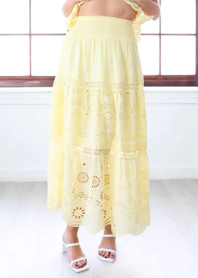 Loveshackfancy Miloti Eyelet Lace Maxi Skirt In Citron