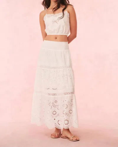 Loveshackfancy Miloti Eyelet Lace Maxi Skirt In Optic White