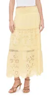 Loveshackfancy Miloti Smocked Waist Cotton Maxi Skirt In Citron