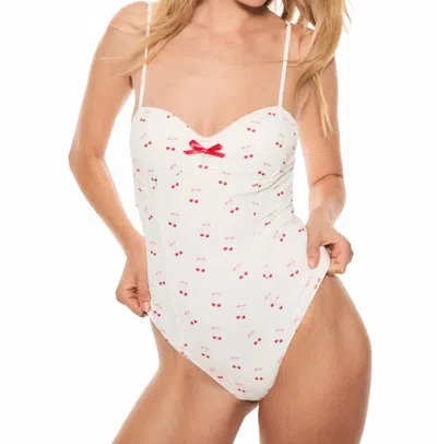 Loveshackfancy Mina Cherry One-piece Swimsuit In Veranda Red In White
