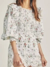 Loveshackfancy Mini Floral Dress With Eyelet Details In Multi