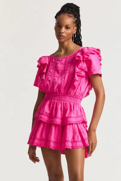 Loveshackfancy Mini Ruffle Dress In Fuchsia