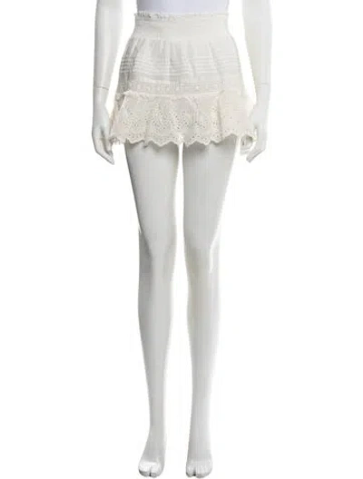 Pre-owned Loveshackfancy Mini Skirt In White