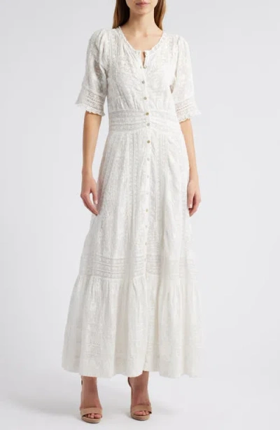 Loveshackfancy Minka Mixed Lace Cotton Maxi Dress In True White