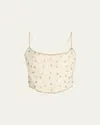 Loveshackfancy Minto Embellished Corset Top In Cream