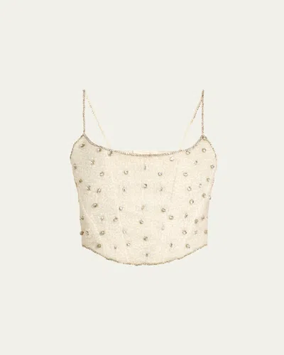 Loveshackfancy Minto Embellished Corset Top In Cream