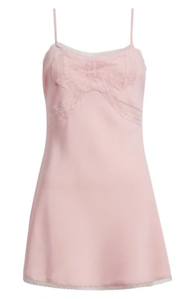 Loveshackfancy Mirelis Bow Satin Minidress In Pink