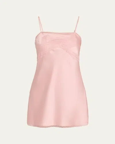 Loveshackfancy Mirelis Lace Bow Crepe Mini Dress In Purple