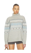 Loveshackfancy Mirin Wool Fair Isle Turtleneck Sweater In Gray