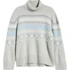 Loveshackfancy Mirin Wool Fair Isle Turtleneck Sweater In Gray