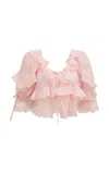 Loveshackfancy Mirissa Embellished Ruffled Top