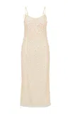 Loveshackfancy Mirrian Embellished Lace Midi Dress In Off-white