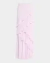 Loveshackfancy Mitnessa Asymmetric Ruffle Maxi Skirt In Soft Lilac