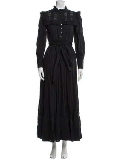 Pre-owned Loveshackfancy Mock Neck Long Dress In Blue