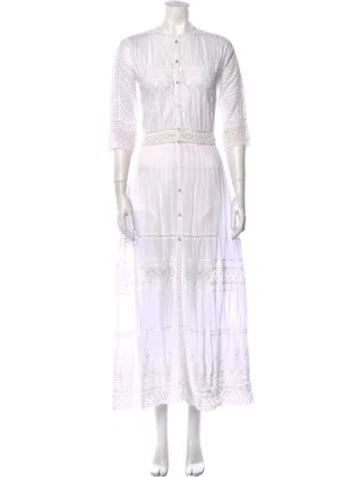 Pre-owned Loveshackfancy Mock Neck Long Dress In White