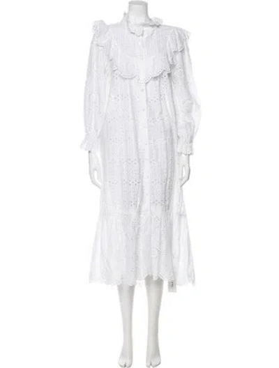 Pre-owned Loveshackfancy Mock Neck Long Dress In White
