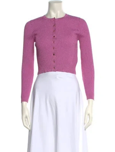 Pre-owned Loveshackfancy Mock Neck Long Sleeve Crop Top In Pink