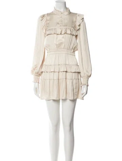 Pre-owned Loveshackfancy Mock Neck Mini Dress In Neutral