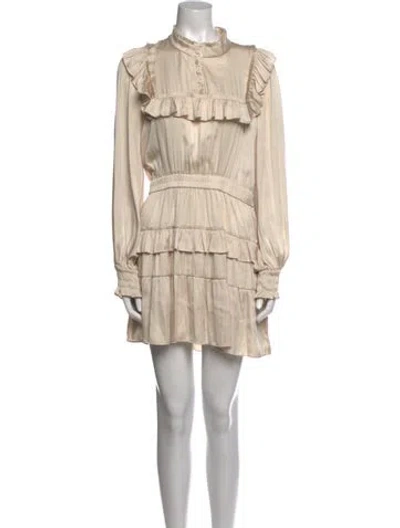 Pre-owned Loveshackfancy Mock Neck Mini Dress In Neutral