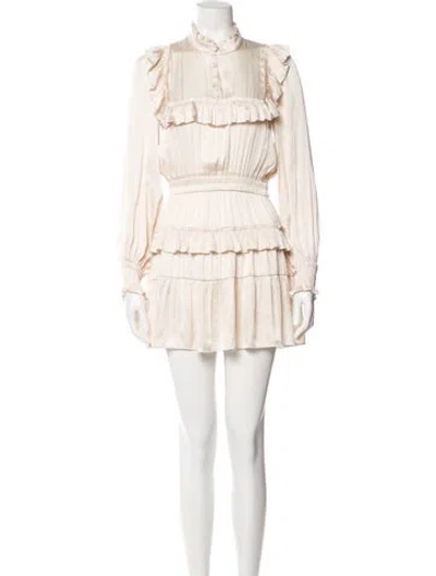 Pre-owned Loveshackfancy Mock Neck Mini Dress In Neutral