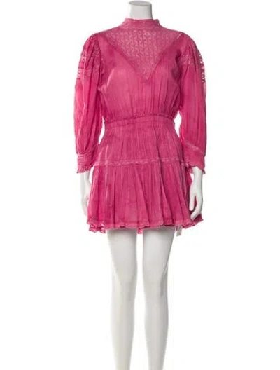 Pre-owned Loveshackfancy Mock Neck Mini Dress In Pink