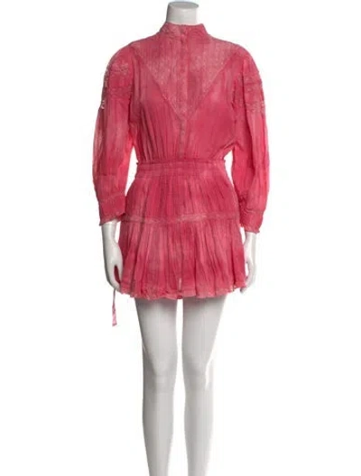 Pre-owned Loveshackfancy Mock Neck Mini Dress In Pink