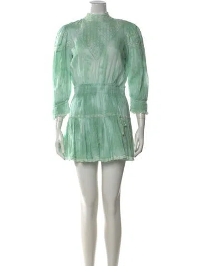 Pre-owned Loveshackfancy Mock Neck Mini Dress W/ Tags In Green